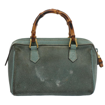 GUCCI Bamboo Hand Bag Suede 2way Green 007 3444 0232 53007