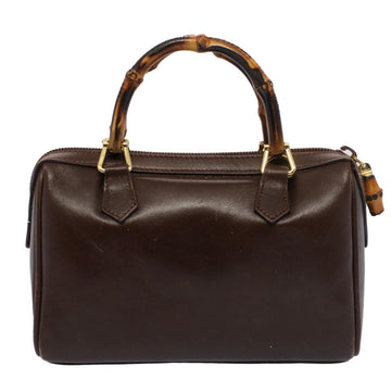 GUCCI Bamboo Hand Bag Leather 2way Brown 007 122 0232 53076