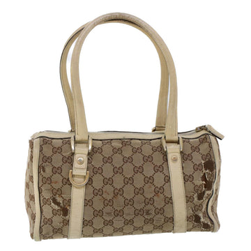 GUCCI GG Canvas Hand Bag Beige White 53132