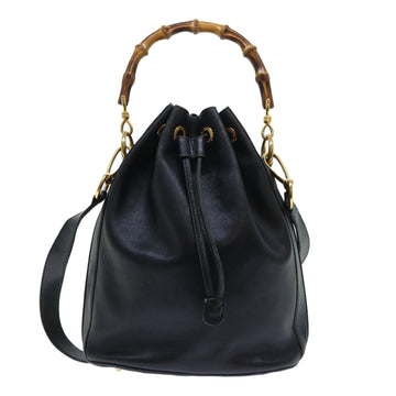 GUCCI Bamboo Shoulder Bag Leather 2way Black 53133