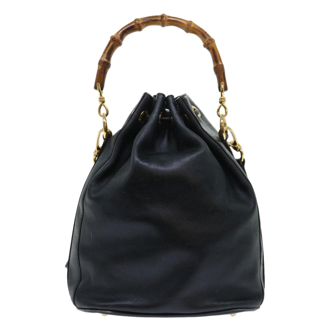 GUCCI Bamboo Shoulder Bag Leather 2way Black 53133