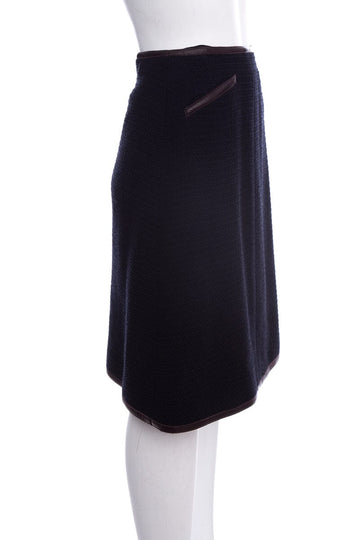 Chanel Fall 2000 Navy Wool Knee-length Skirt SZ 34