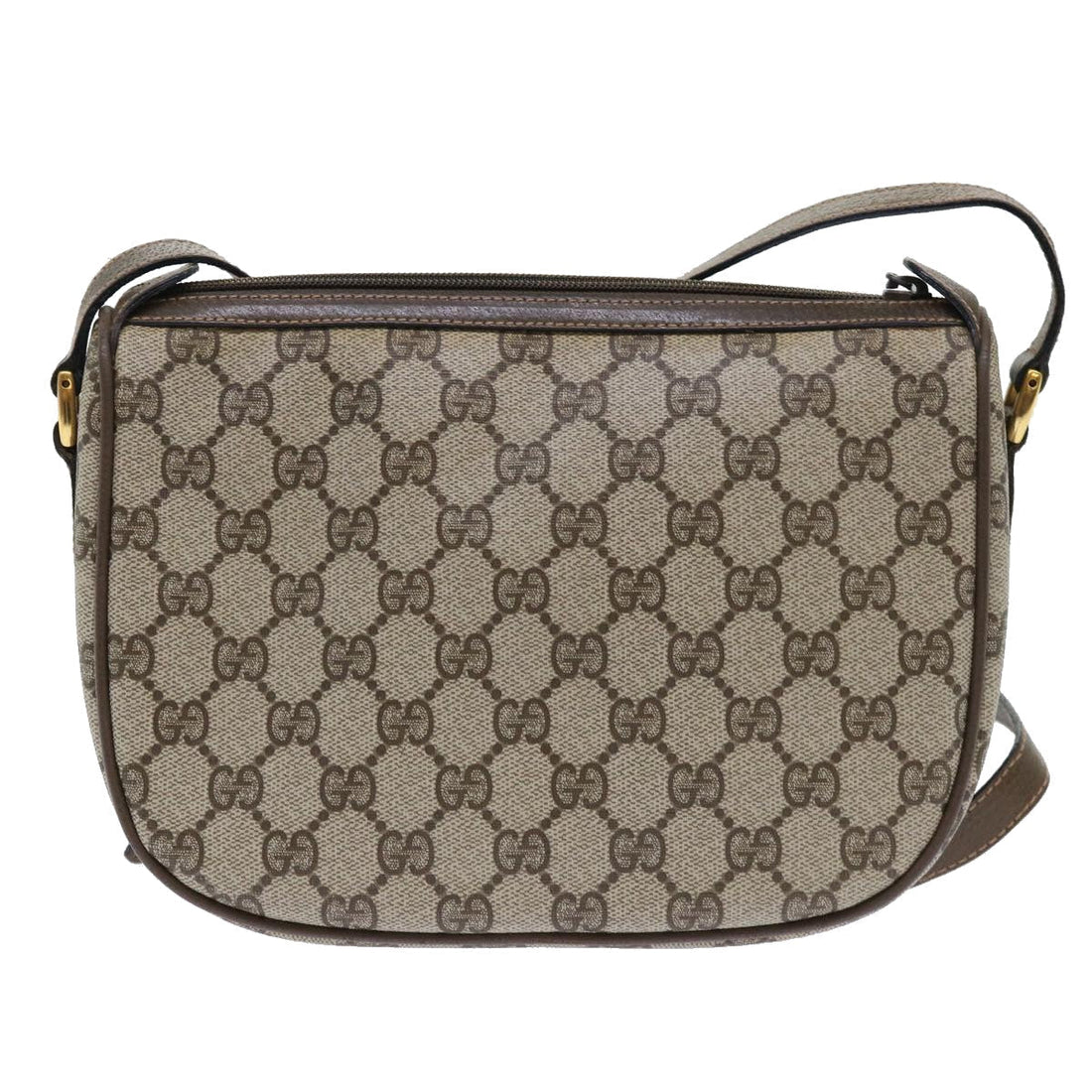 GUCCI GG Canvas Web Sherry Line Shoulder Bag PVC Leather Beige Green 53255