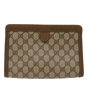 GUCCI GG Canvas Web Sherry Line Clutch Bag PVC Leather Beige Green 53256