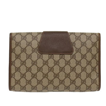 GUCCI GG Canvas Web Sherry Line Clutch Bag PVC Leather Beige Green 53257