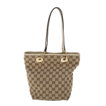 GUCCI GG Canvas Tote Bag Beige White 53260