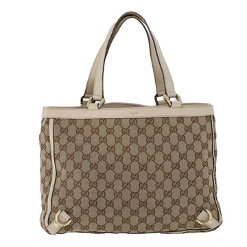 GUCCI GG Canvas Hand Bag Beige White 53266