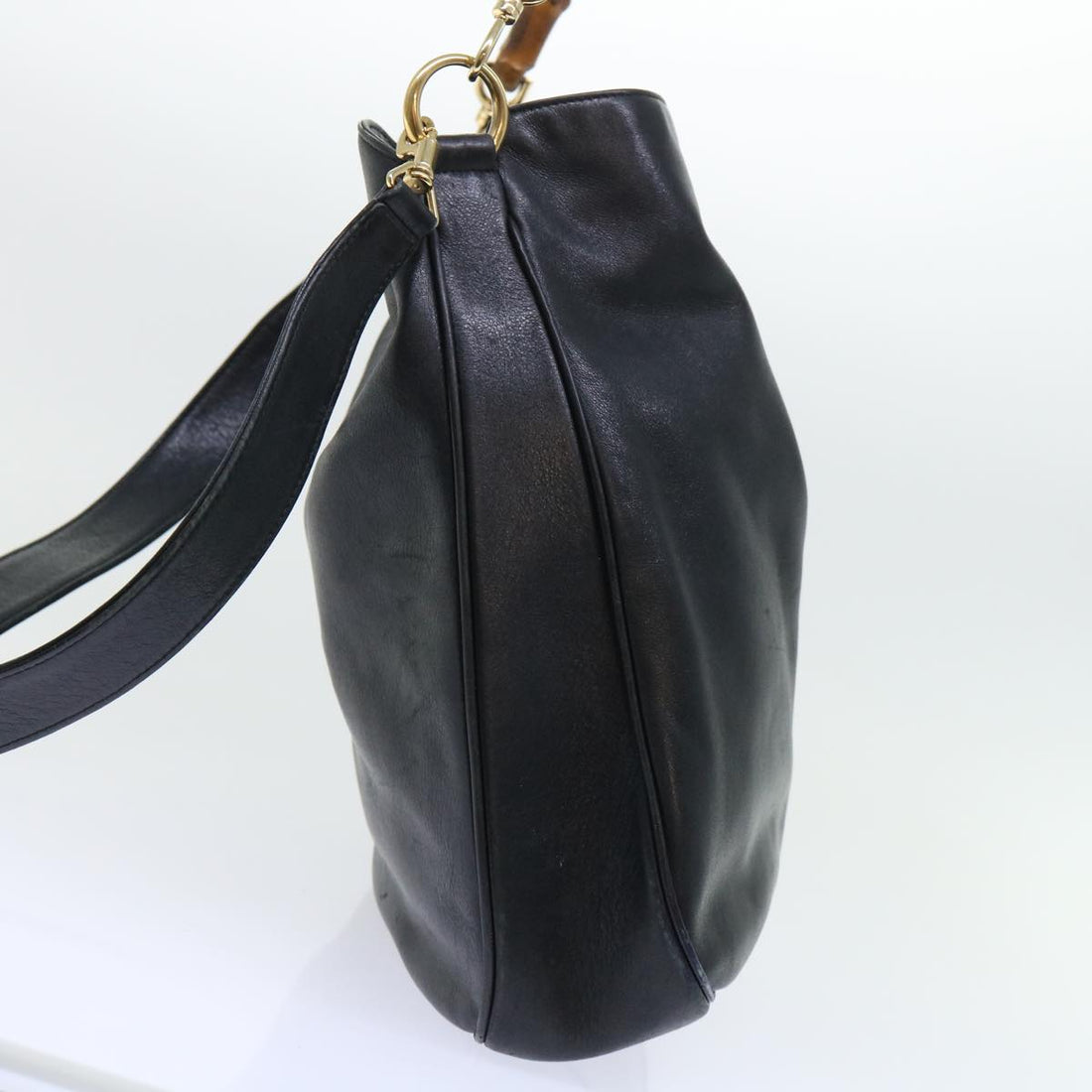 GUCCI Bamboo Shoulder Bag Leather 2way Black 53269