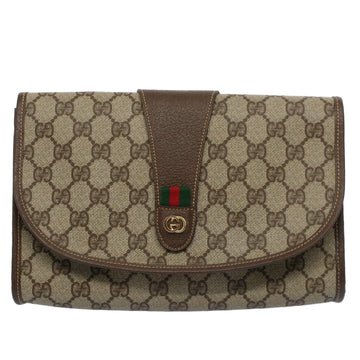 GUCCI GG Canvas Web Sherry Line Clutch Bag Beige Red Green 014 122 53385