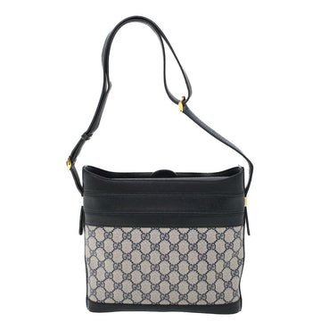 GUCCI GG Canvas Shoulder Bag PVC Leather Navy 53390