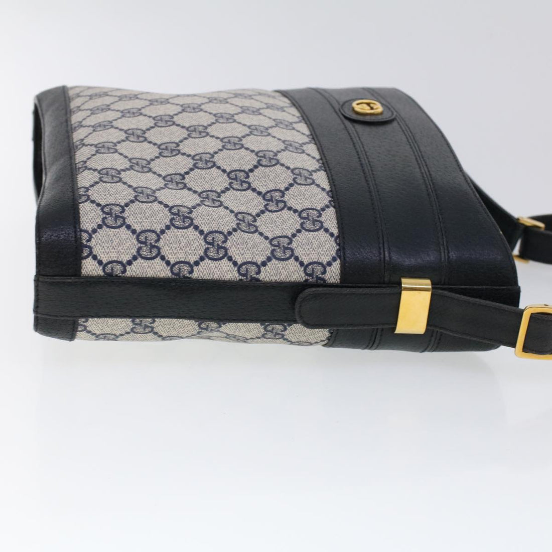 GUCCI GG Canvas Shoulder Bag PVC Leather Navy 53390