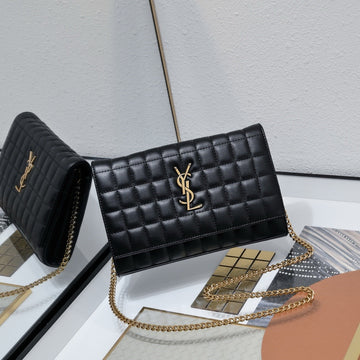 YSL Cassandra Quilted Leather Wristlet Pouch