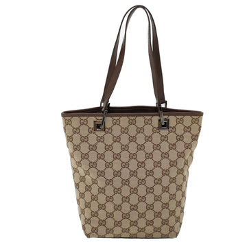 GUCCI GG Canvas Hand Bag Canvas Leather Beige Brown 53655