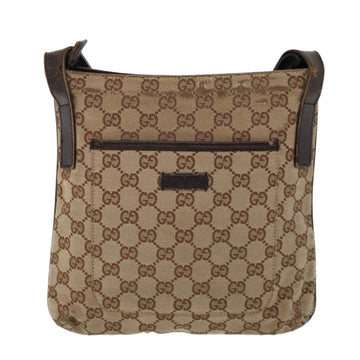GUCCI GG Canvas Shoulder Bag Canvas Leather Beige Brown 53656