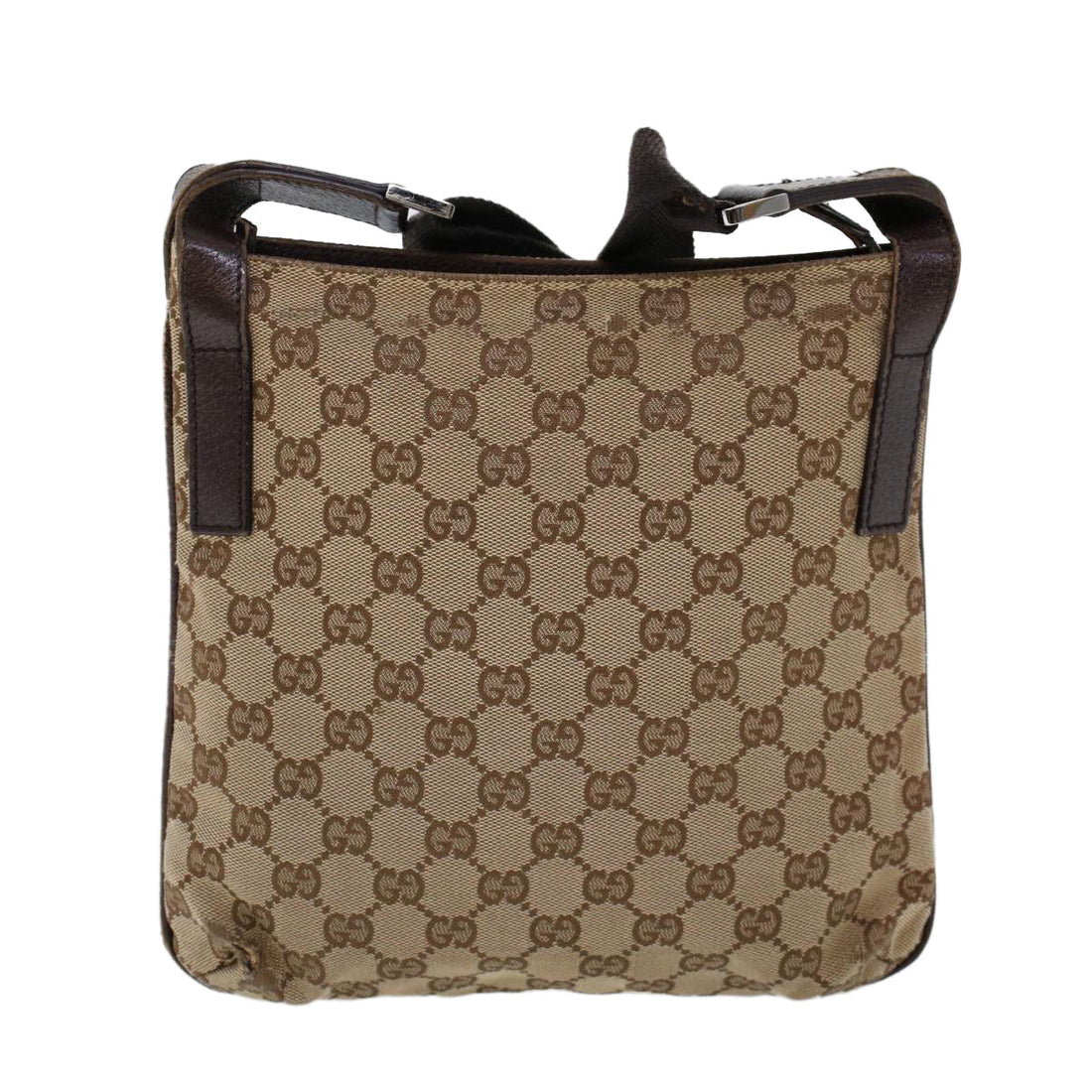 GUCCI GG Canvas Shoulder Bag Canvas Leather Beige Brown 53656