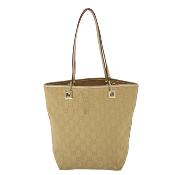 GUCCI GG Canvas Hand Bag Canvas Leather Gold 53657
