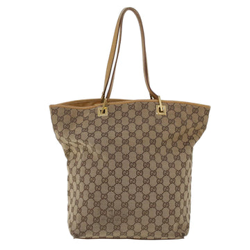 GUCCI GG Canvas Hand Bag Canvas Leather Beige Brown 53658
