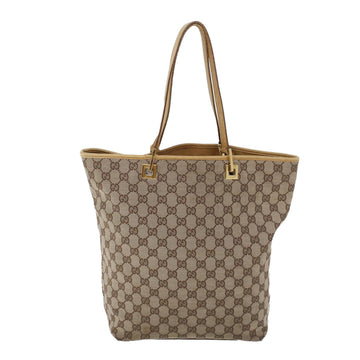 GUCCI GG Canvas Hand Bag Canvas Leather Beige Brown 53661