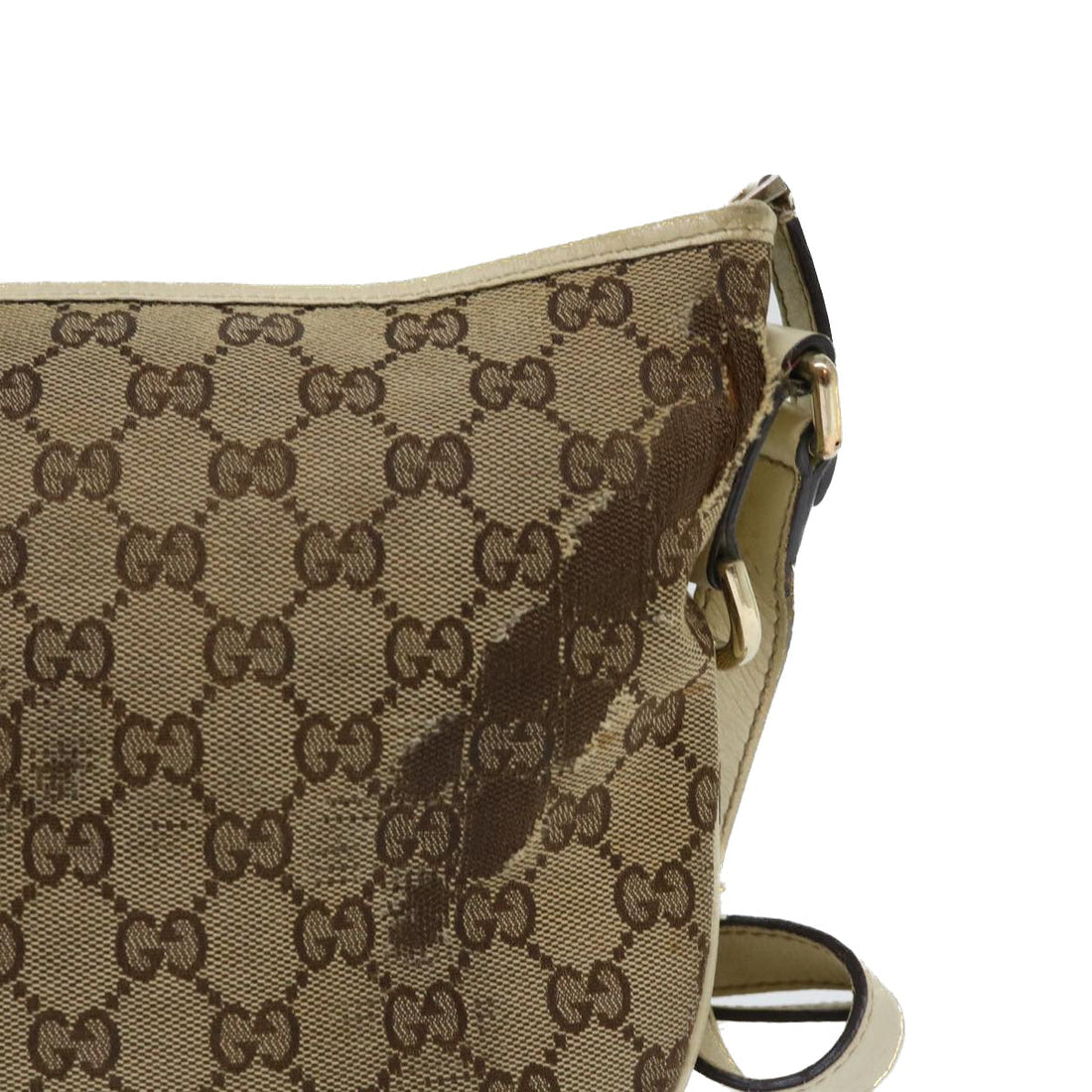 GUCCI GG Canvas Shoulder Bag Beige White 53663