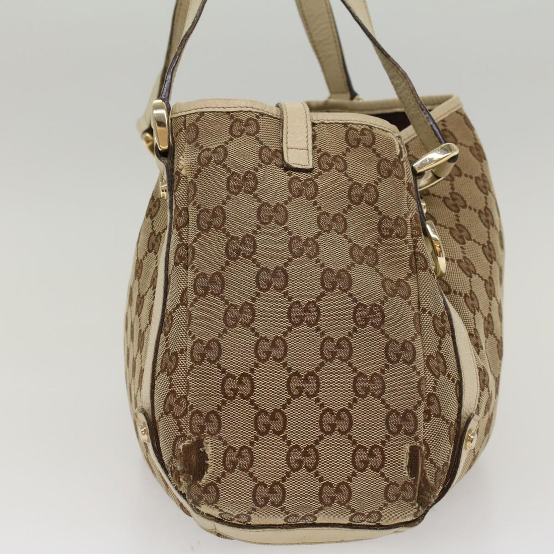 GUCCI GG Canvas Tote Bag Beige White 53667