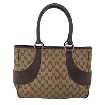GUCCI GG Canvas Hand Bag Canvas Leather Beige Brown 53680