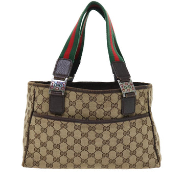 GUCCI GG Canvas Web Makersluxe Bags Canvas Leather Beige Green 53681