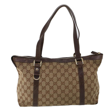 GUCCI GG Canvas Tote Bag Nylon Beige Brown 53682