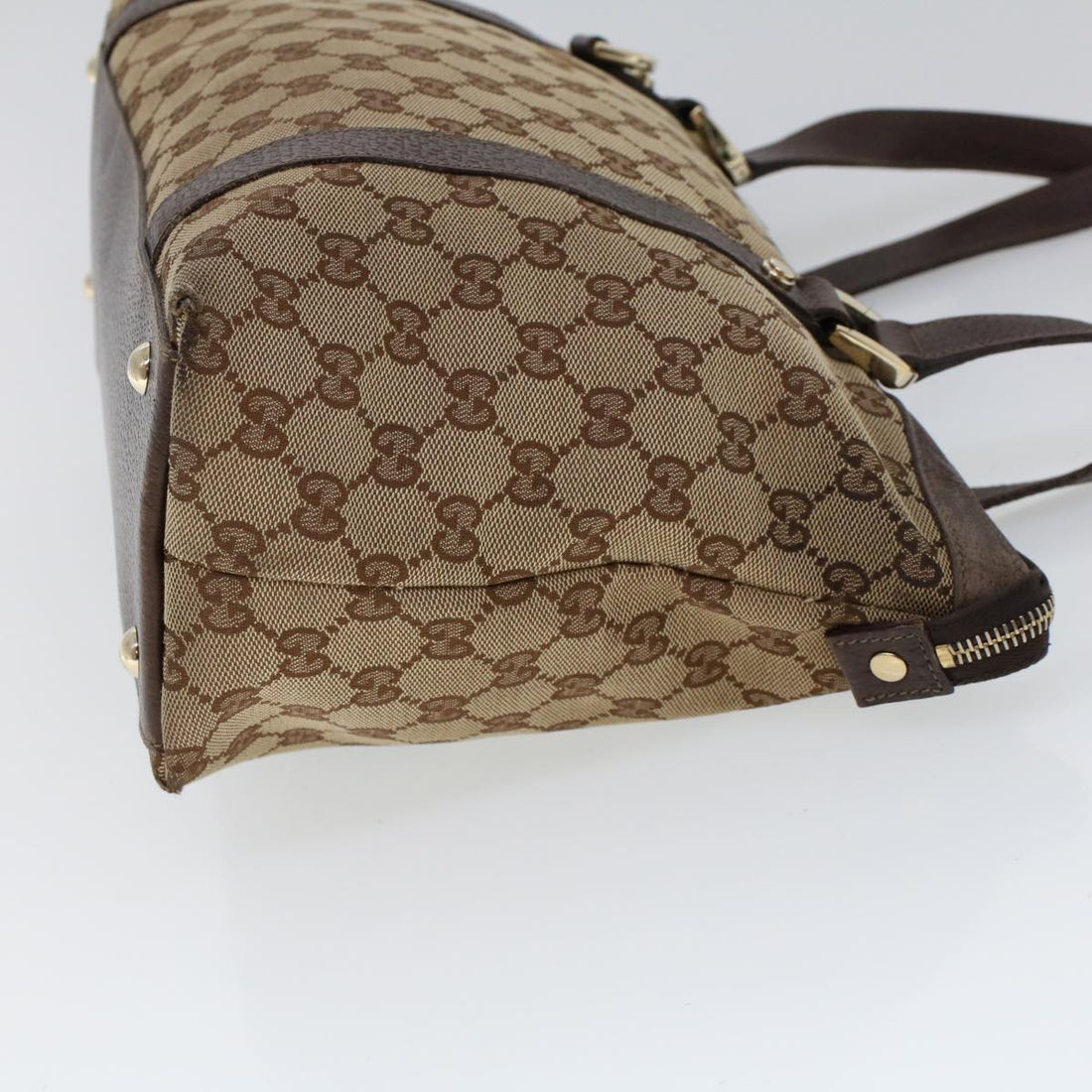 GUCCI GG Canvas Tote Bag Nylon Beige Brown 53682