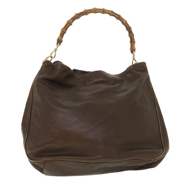 GUCCI Bamboo Hand Bag Leather 2way Brown 53688