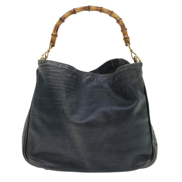 GUCCI Bamboo Shoulder Bag Leather 2way Black 53693