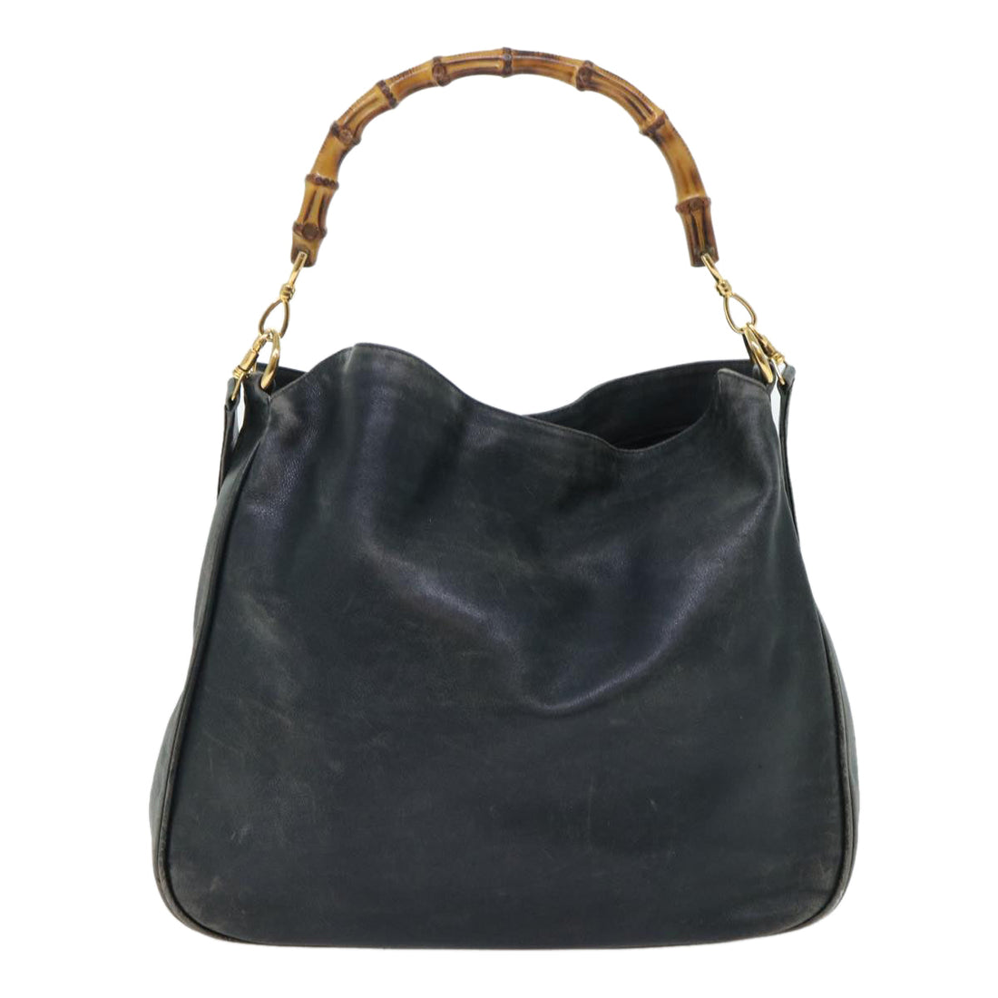 GUCCI Bamboo Shoulder Bag Leather 2way Black 53693