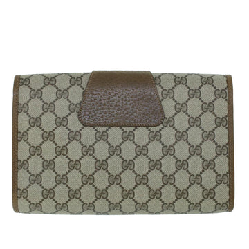 GUCCI GG Canvas Web Sherry Line Clutch Bag PVC Leather Beige Green 54002