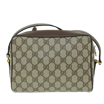 GUCCI GG Canvas Web Sherry Line Shoulder Bag PVC Leather Beige Green 54004