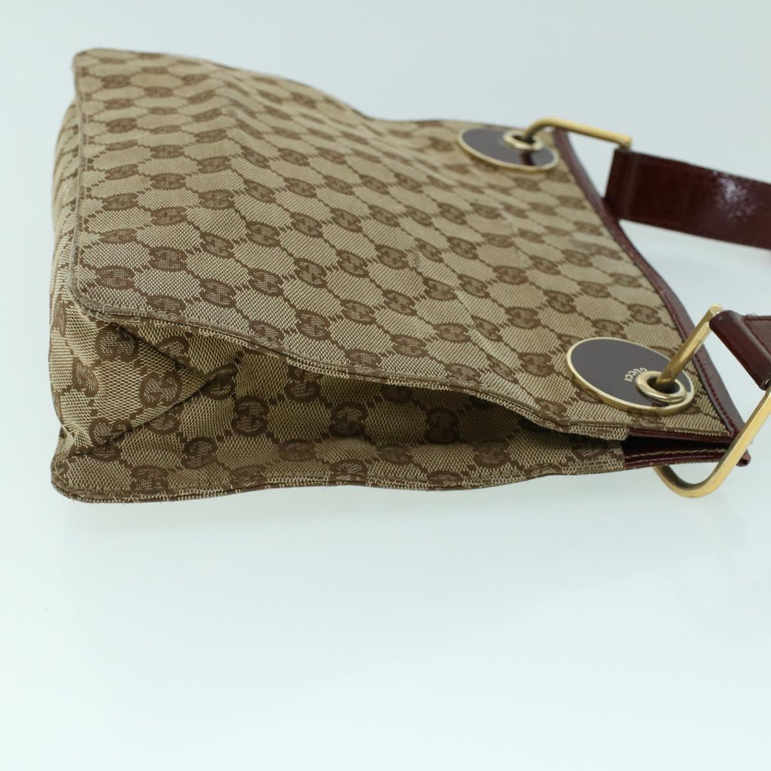 GUCCI GG Canvas Shoulder Bag Canvas Patent Beige Red 54009