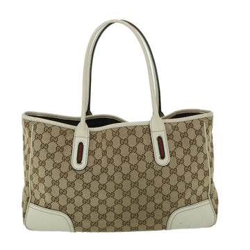 GUCCI GG Canvas Web Sherry Line Tote Bag Beige Red Green 163805 54012