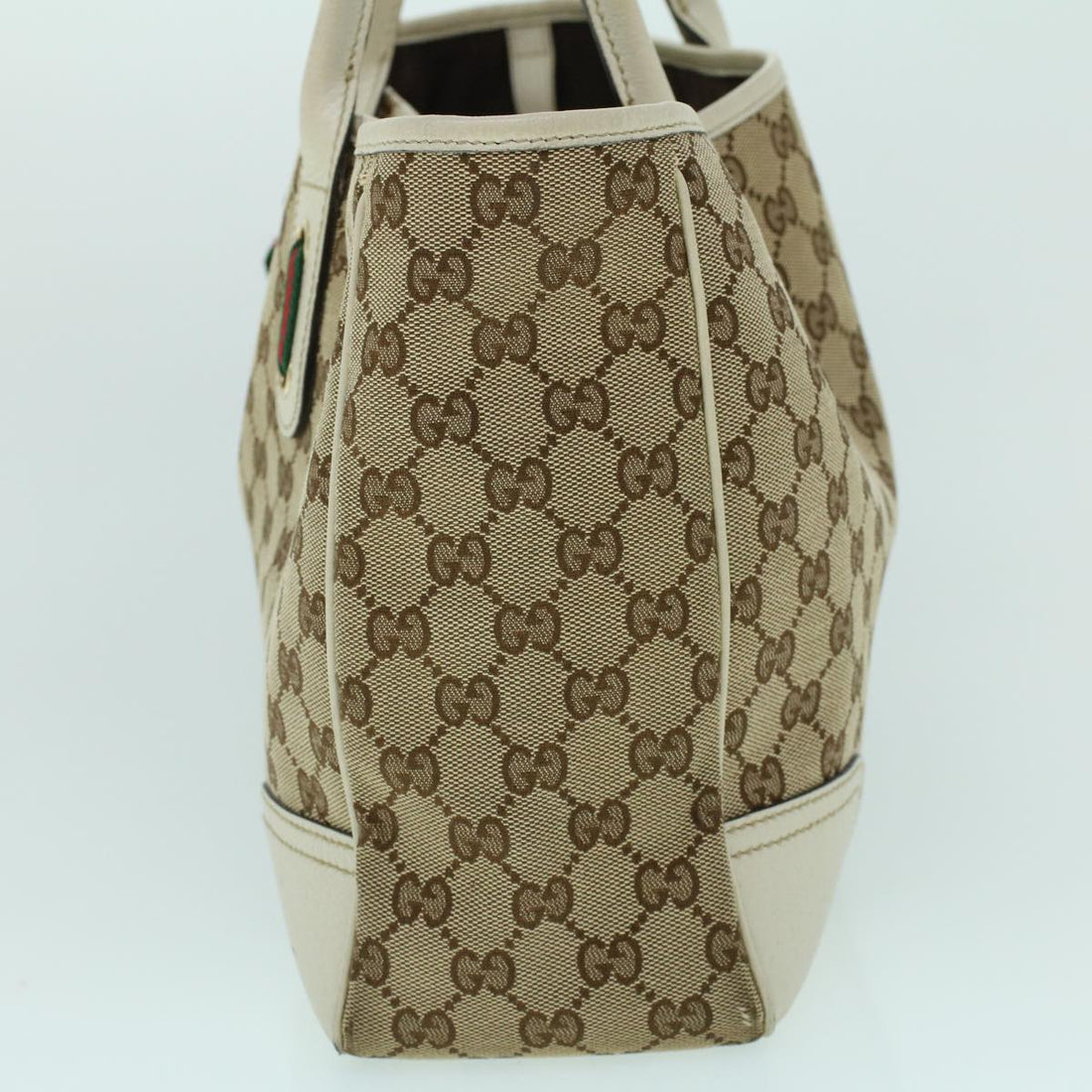 GUCCI GG Canvas Web Sherry Line Tote Bag Beige Red Green 163805 54012