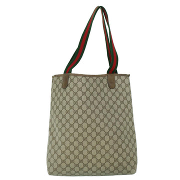 GUCCI GG Canvas Web Sherry Line Tote Bag PVC Leather Beige Red Green 54013