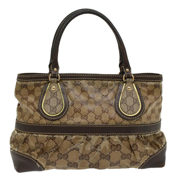 GUCCI GG Crystal Hand Bag Leather Beige 223964 54016