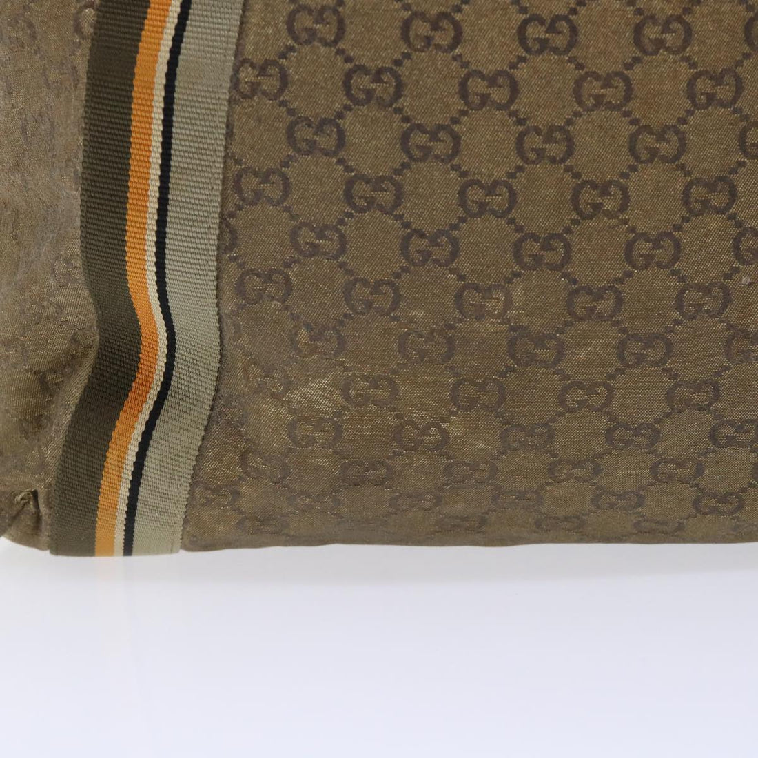 GUCCI GG Canvas Sherry Line Tote Bag Gold Gray khaki 189669 54019