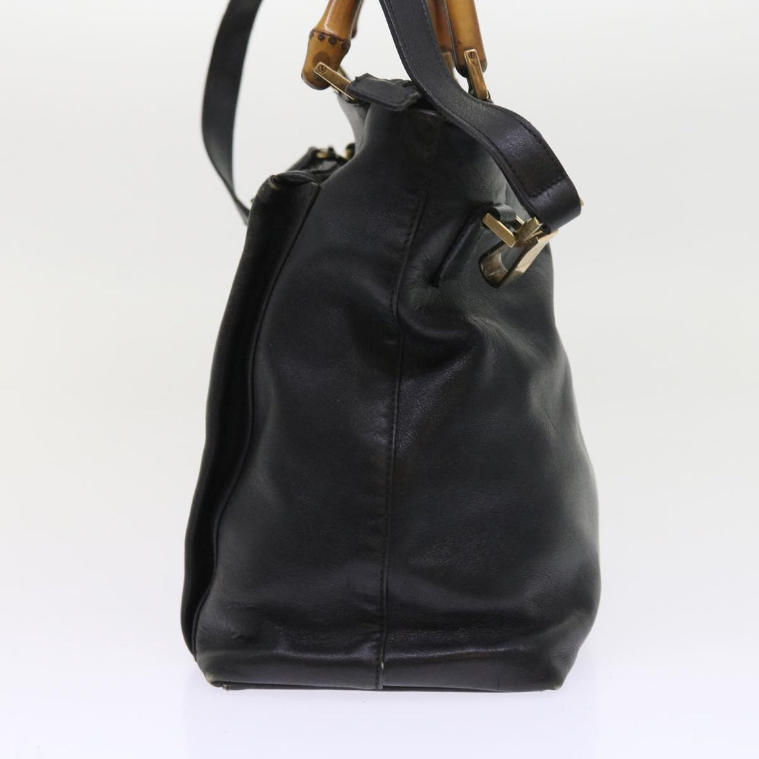 GUCCI Bamboo Shoulder Bag Leather 2way Black 54020