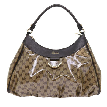 GUCCI GG Crystal Shoulder Bag Leather Beige 327786 54114