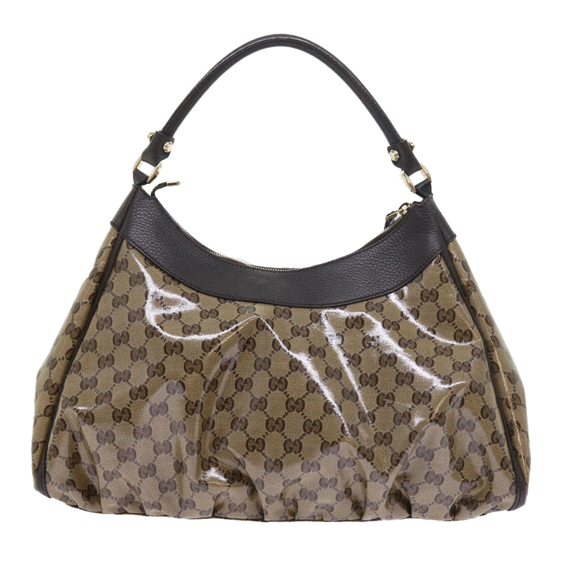 GUCCI GG Crystal Shoulder Bag Leather Beige 327786 54114