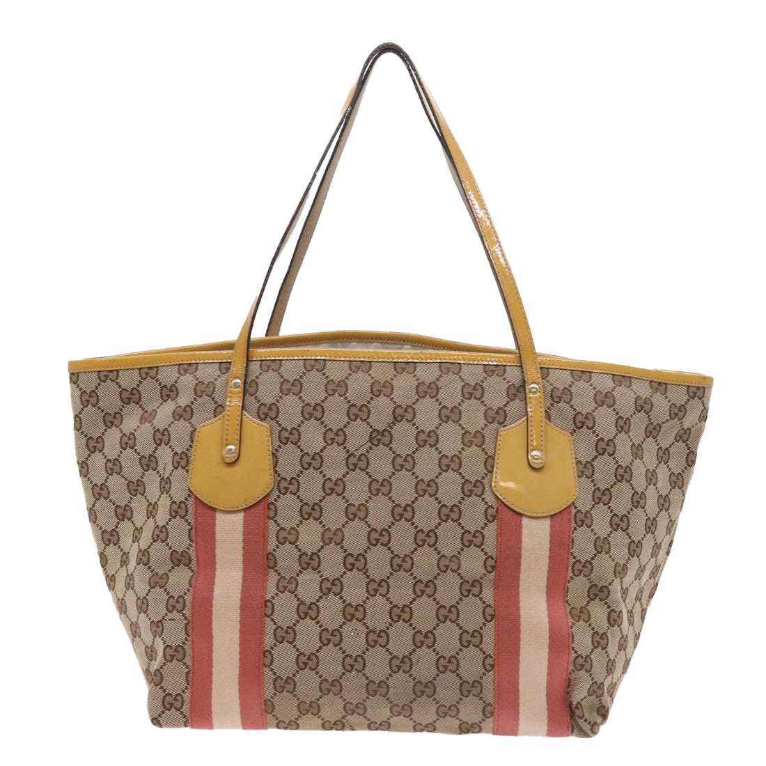 GUCCI GG Canvas Sherry Line Tote Bag Beige Pink white 211970 54129