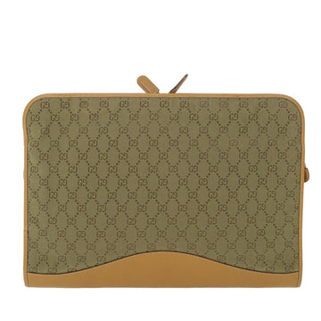 GUCCI GG Canvas Clutch Bag Leather Beige 54130