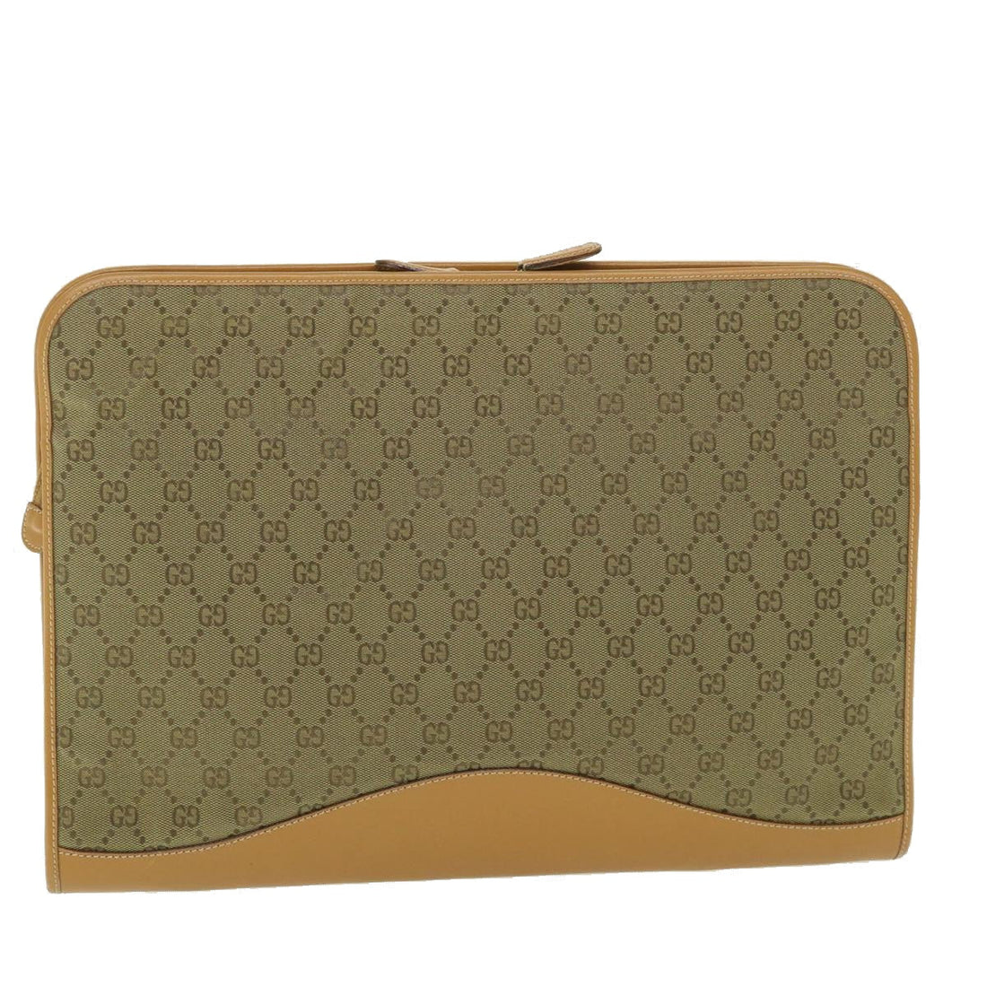 GUCCI GG Canvas Clutch Bag Leather Beige 54130
