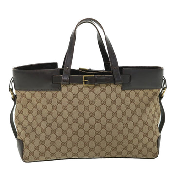 GUCCI GG Canvas Hand Bag Leather Beige 106251 54335