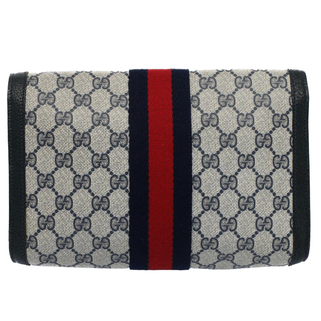 GUCCI GG Supreme Web Sherry Line Clutch Bag Navy Red 54338