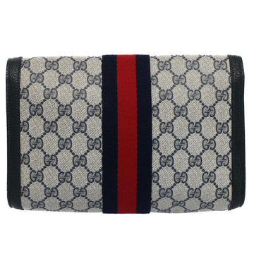 GUCCI GG Supreme Web Sherry Line Clutch Bag Navy Red 54338