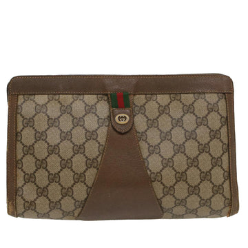GUCCI GG Canvas Web Sherry Line Clutch Bag PVC Leather Beige Red 54354