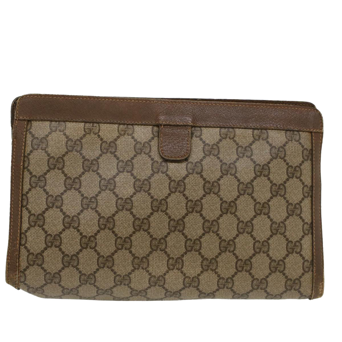 GUCCI GG Canvas Web Sherry Line Clutch Bag PVC Leather Beige Red 54354
